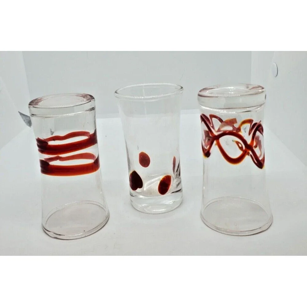 Pier One Imports Art Glass Shot Glasses Reds to Orange (3 in the set)